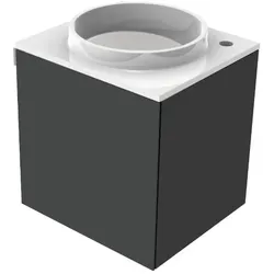 emco evo 450 Gästewaschtisch, schwarz, 450x450x508mm, 958227511, Ausführung: Armaturbohrung rechts, Türgriff links