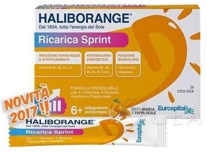 EUROSPITAL SpA Haliborange Ricarica Sprint 20 Stick Pack da 2g - Integratore con Vitamine B e C