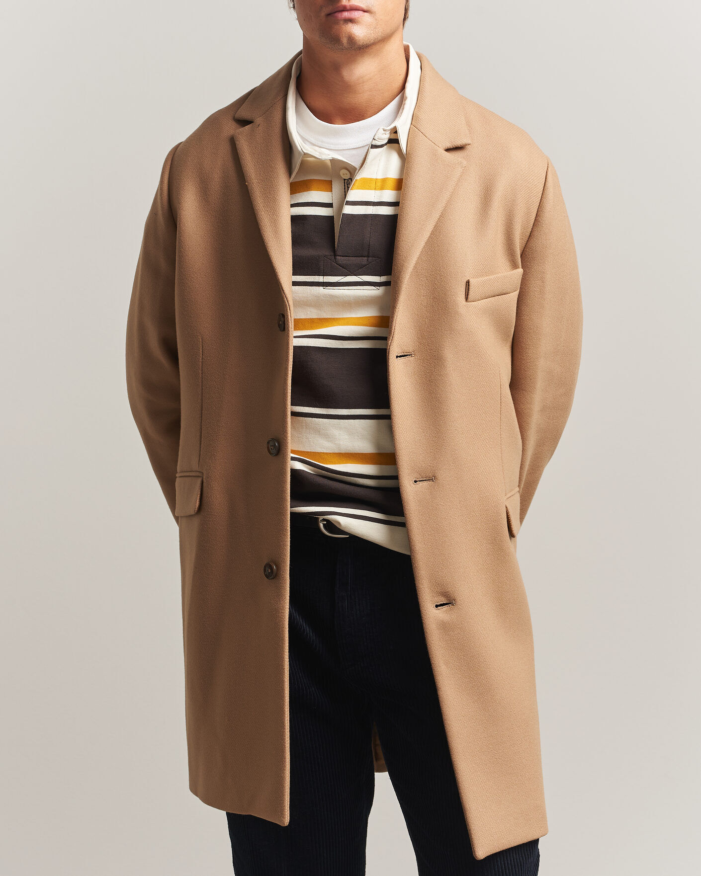 Gant Classic Wool/Cashmere Coat Light Taupe men L Beige