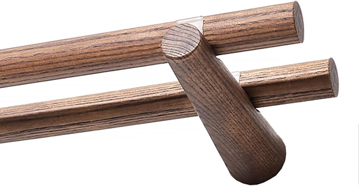 Houten Gordijnroede Romeinse Dubbele Staaf Walnoot tot 320 cm