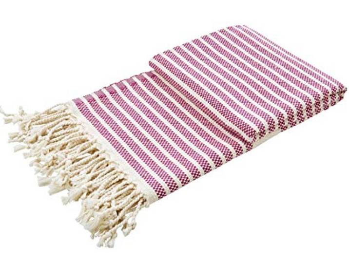 done. Plaid Lounge Stripes leichte Sommerdecke Plaid Überwurf Picknick Strand Biergarten 100x180cm pink Beere Streifen