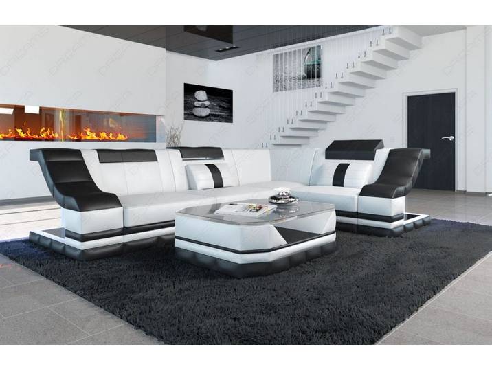 Couch Bianchi L-Form in Leder