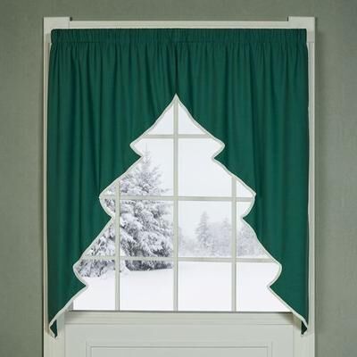 Touch of Class Holiday Dreams Swag Valance Pair Green 72 x 63, 72 x 63, Green