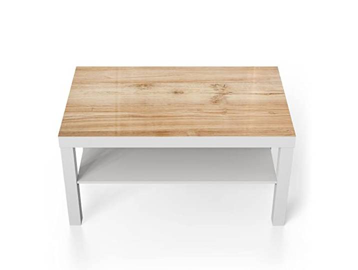 DEQORI Glastisch weiß groß 90x50 cm Motiv Holzstruktur detailliert ausgefallener Beistelltisch aus Glas Hochglanz Couchtisch fürs Wohnzimmer moderner Couch Tisch mit Design