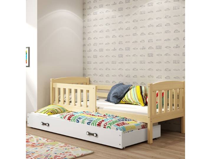 Ausziehbett für Jugendliche Jakob, 90x190, mit Schublade, Kiefer/weiß
