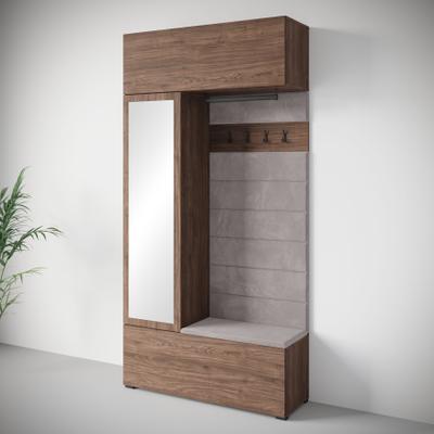 Garderoben-Set HOME AFFAIRE "TEJO", villa nussbaum, B:115cm H:231,9cm T:37,5cm, Holzwerkstoff, Kastenmöbel-Sets, Spiegel Schrank Element flexibel links/rechts einsetzbar