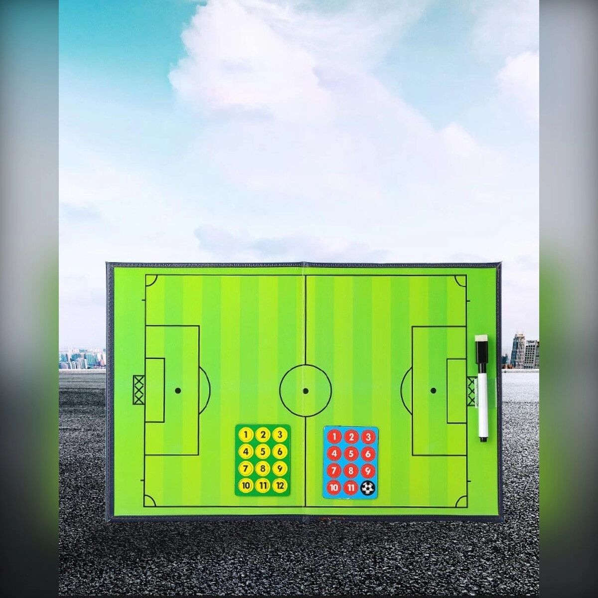 INF Zweifach faltbare Basketball-Taktiktafel – PVC, magnetisch, mit wasserlöslichem Marker, tragbar, 44cm x 32cm