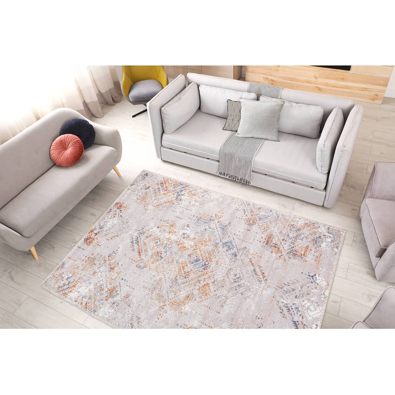 home24 Laagpolig vloerkleed Prayer 400 beige multicolour geweven stof B/D: 120 x 170 cm