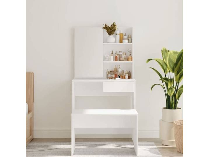 Blanc Table de Beauté - ZENCORE® Coiffeuse avec miroir - Blanc - 74 5x40x141cm Top273736481