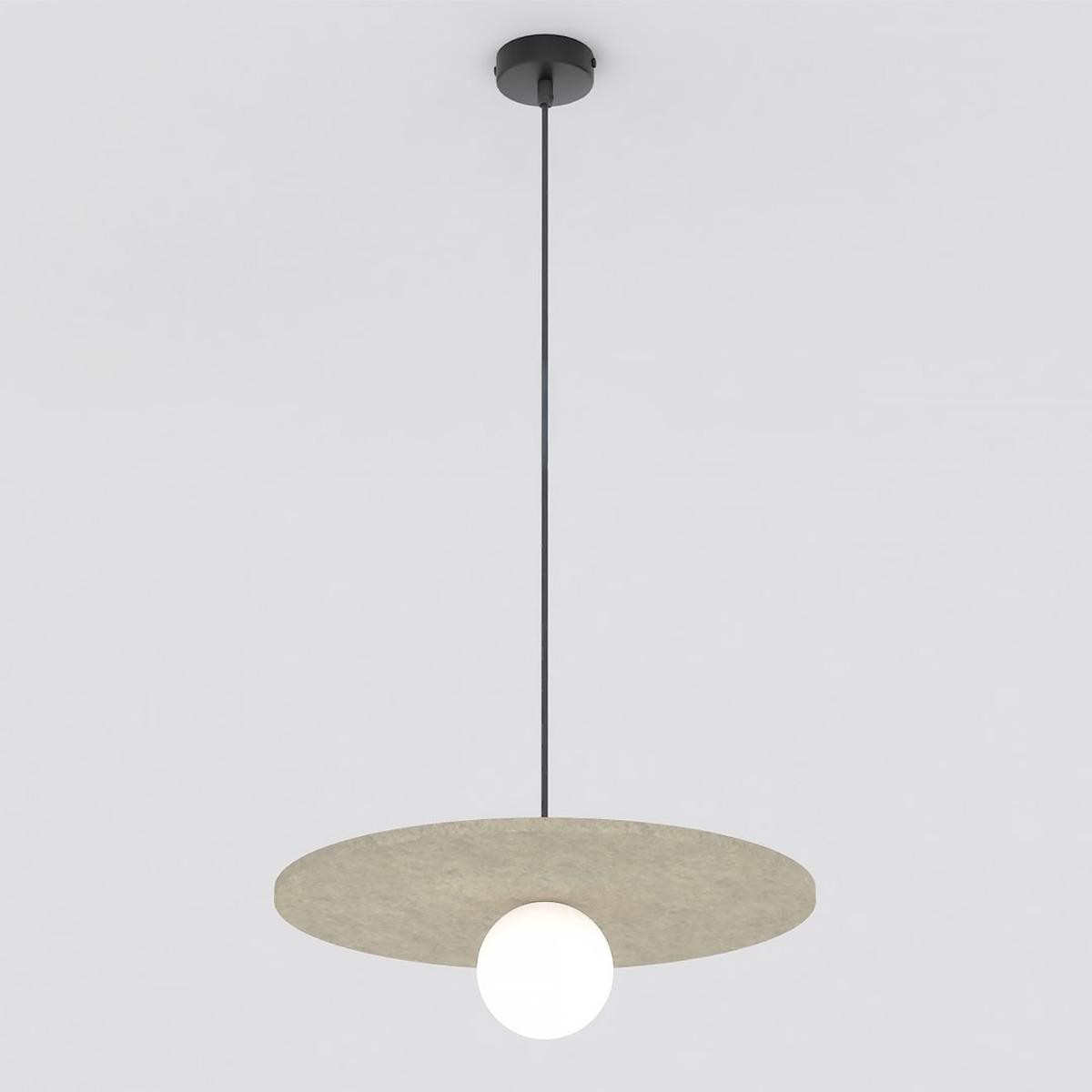 Kendra Home Hanglamp CALMA - Beige vilt en zwart staal - Rond