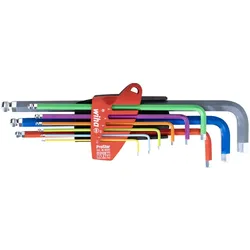 Wiha Stiftschlüssel Set im ProStar Halter Sechskant-Kugelkopf 9-teilges Set farbig leuchtend - 46555