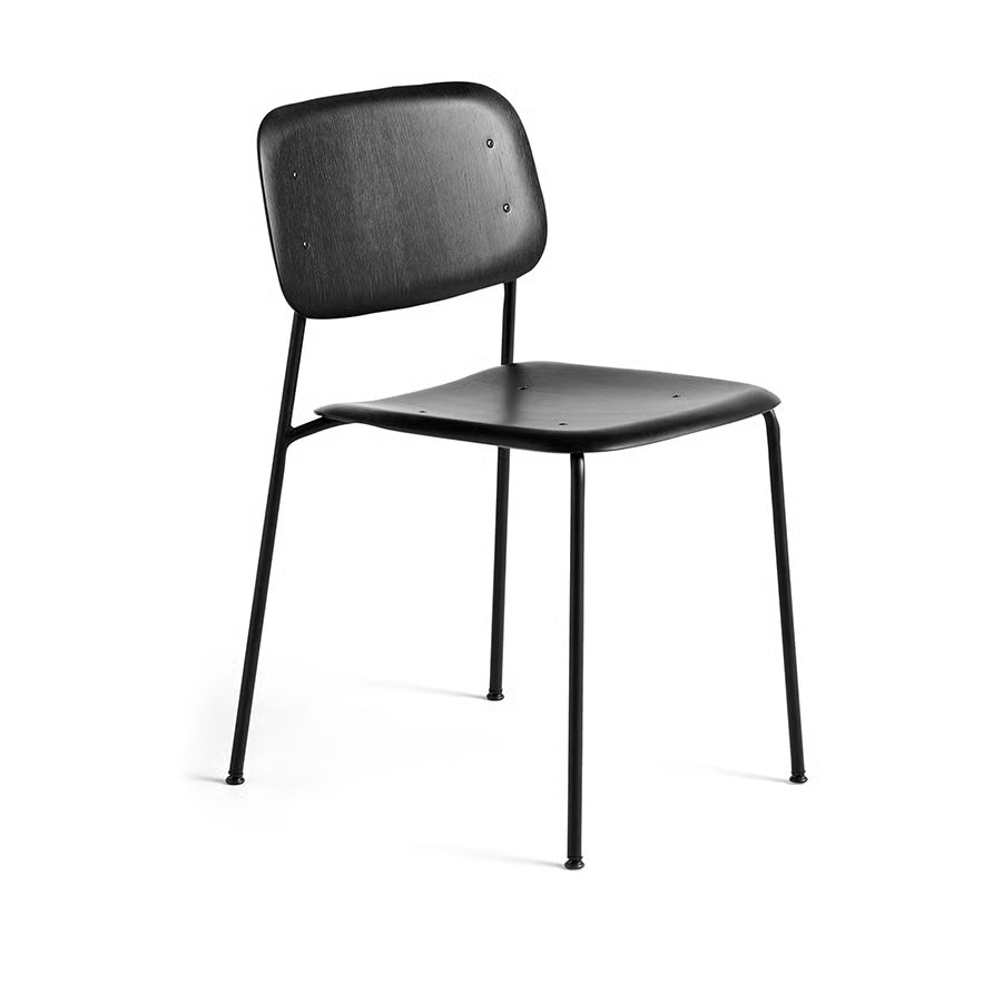 HAY Soft Edge 40 stoel met Black Oak zitting en zwart stalen onderstel