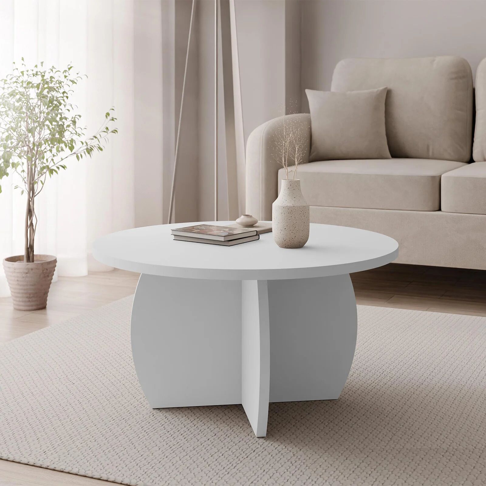 garneroarredamenti Tavolino da salotto 74x74cm rotondo bianco Koda