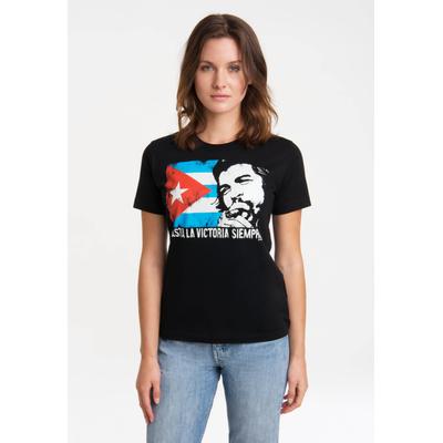 T-Shirt LOGOSHIRT "Che Guevara - Cuban Flag", Damen, Gr. XL, schwarz, 100% Baumwolle, bedruckt, normal, Rundhals, Shirts T-Shirt, mit lizenziertem Print