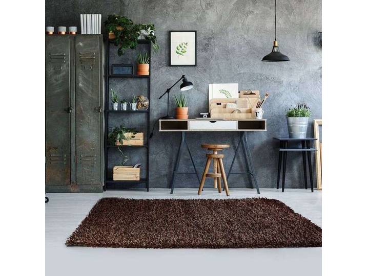 Tapis à poils longs toucher soyeux chocolat 160x230