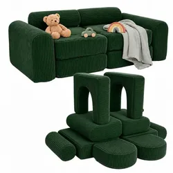 Relaxdays 10-tlg. Kinder Spielsofa modular Dunkelgrün