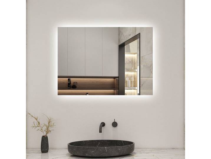 Miroir de Salle de Bain LED - Aica 70x50 cm 3 Couleurs Dimmable fonction mémoire + anti-buée