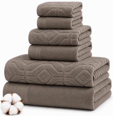 Modern Threads 6-Piece Yarn Dyed Diamond Gate Jacquard Towel Set