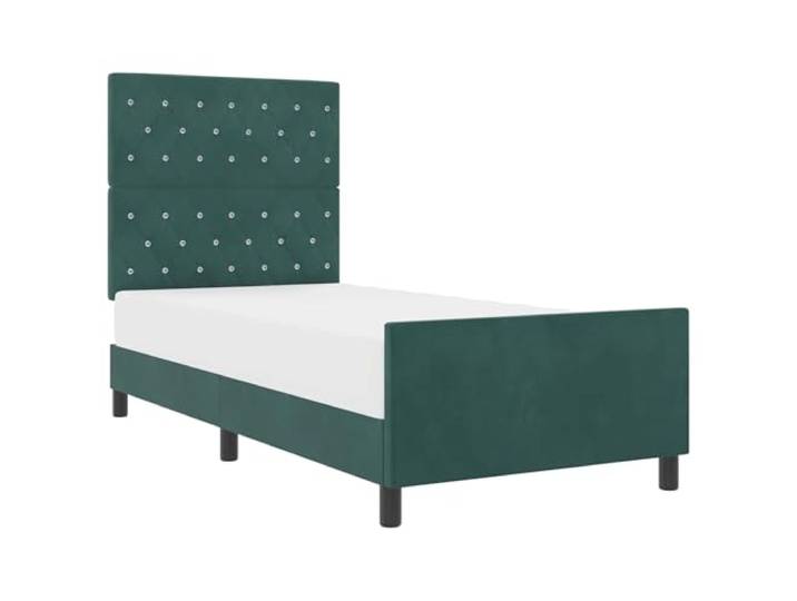 PUGYNBK Boxspringbett, Samt, Grün, 100 x 200 cm Kiefernholz, verstellbares Kopfteil, robuster Rahmen, einfache Montage