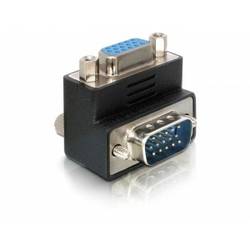 Delock 65171 VGA Adapter [1x D-SUB-Stecker 15pol. - 1x D-SUB-Buchse 15pol.] Schwarz 90° nach rechts gewinkelt 0 mm
