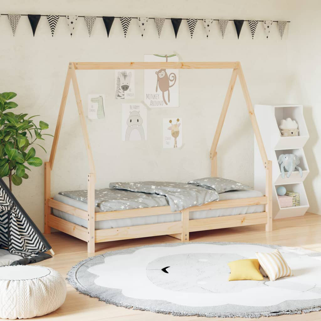 Lily Manor Kids Bed Frame Solid Wood Pine Natural European Toddler (80 x 160cm)