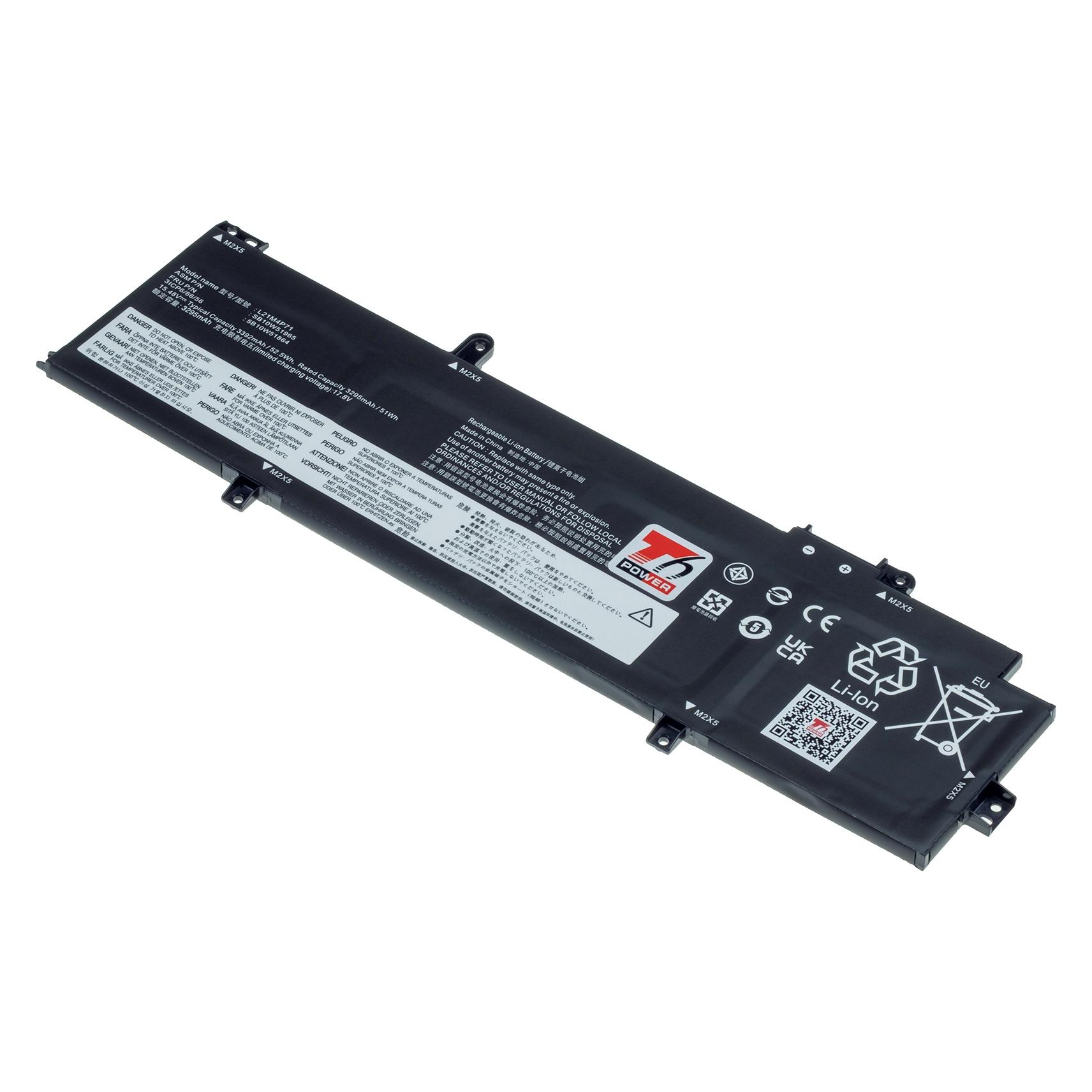 T6 Power Baterie pro Lenovo ThinkPad T14 Gen 3, Gen 4, P14s Gen 3, Gen 4, 3392mAh, 52,5Wh, 4cell (4 Zellen, 3392 mAh) (NBIB0276)