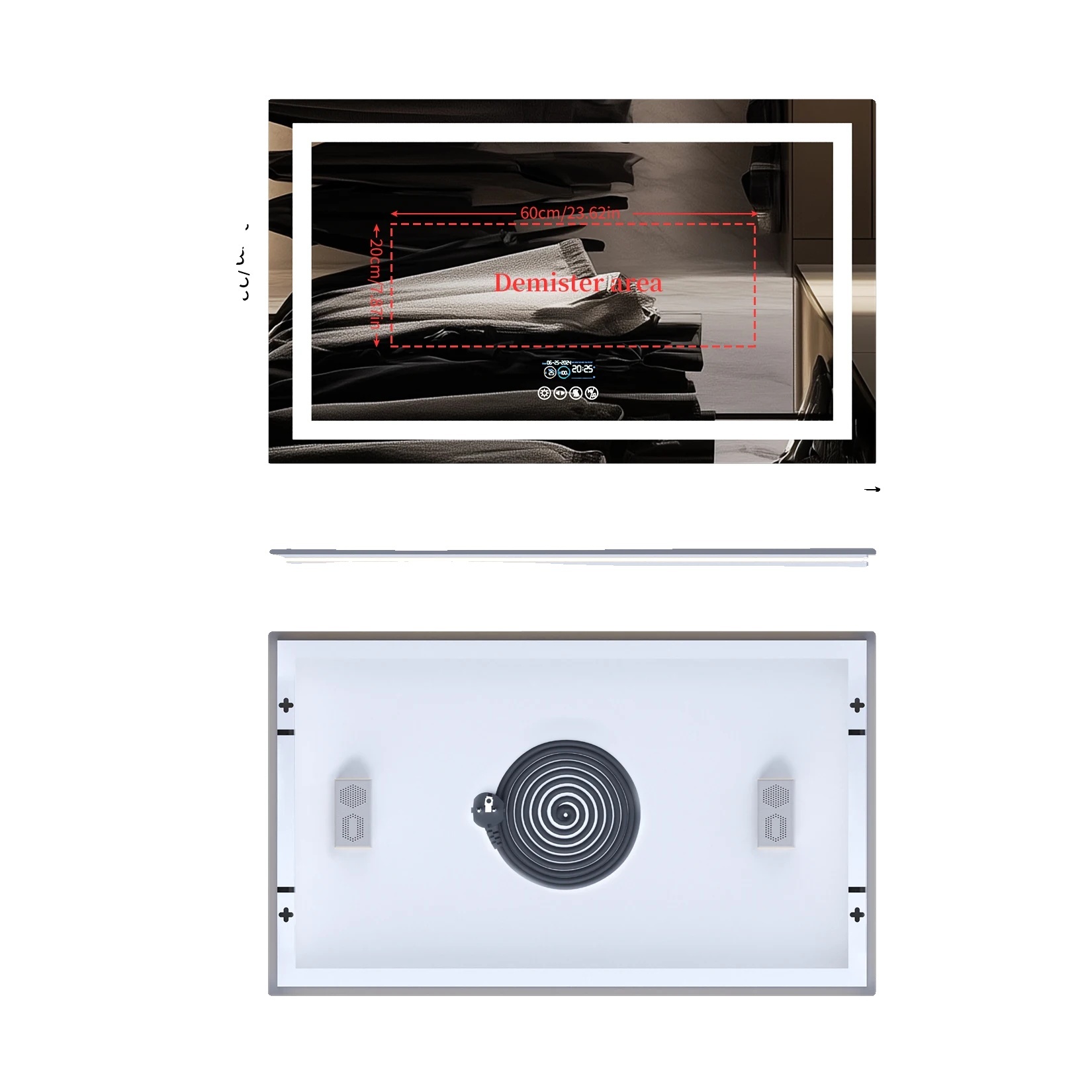 Badezimmerspiegel, Bluetooth-Lautsprecher, verstellbare Beleuchtung, 100x60cm(40x24inch)