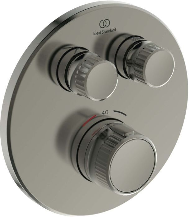 Ideal Standard Navigo Brausethermostat Unterputz A7296GN rund, 2 Entnahmen, Fertigmontageset, silver storm