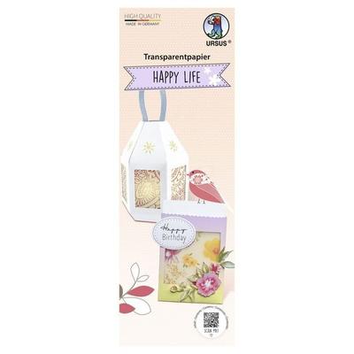 URSUS Basispapiere Transparentpapier Happy Life, 10 x 27 cm