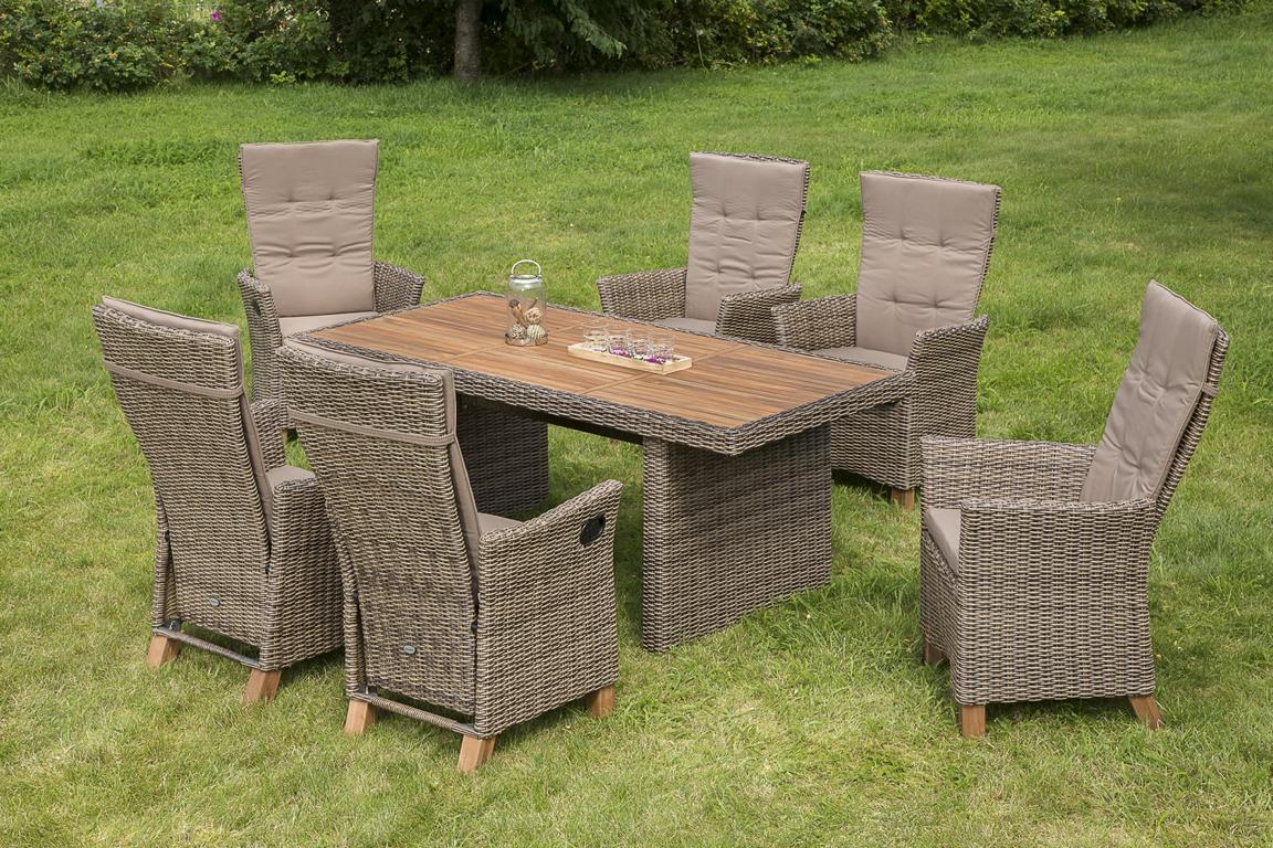MERXXHANDELS Toskana Set 13tlg 6 Hochlehner Gasdruck Kissen Tisch 185x90cm 16909555
