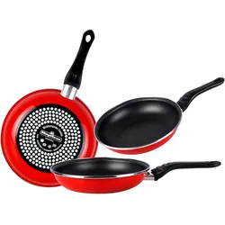 Magefesa Praga 3er-Set Bratpfannen 18-20-24cm, Induktion, PFOA-frei, verglaster Stahl, verglaster Stahl, rot, Antihaft, zweischichtig, PFOA-frei.