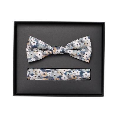 Fliege VENTI "VENTI Set aus Fliege und Einstecktuch gemustert", Herren, grau (hellgrau), 100% Baumwolle, Fliegen