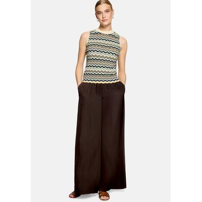 Stricktop ZERO "Damen mit Muster", Damen, Gr. 34, bunt (nature, braun), Strick, Obermaterial: 20% Polyester, 25% Polyamid, 8% Metall, 47% Viskose, bedruckt, figurbetont normal, Rundhals, Tops Stricktop, Struktur