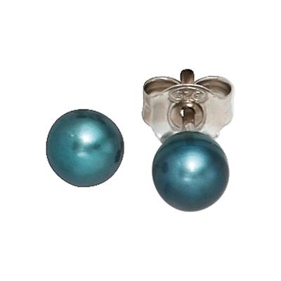 Perlenohrringe JOBO, grün, Ohrringe, Damen, 5mm, Perlen Silber 925 (Sterlingsilber), Perlen, Silber 925 (Sterlingsilber), 925 Silber mit Süßwasser-Zuchtperlen