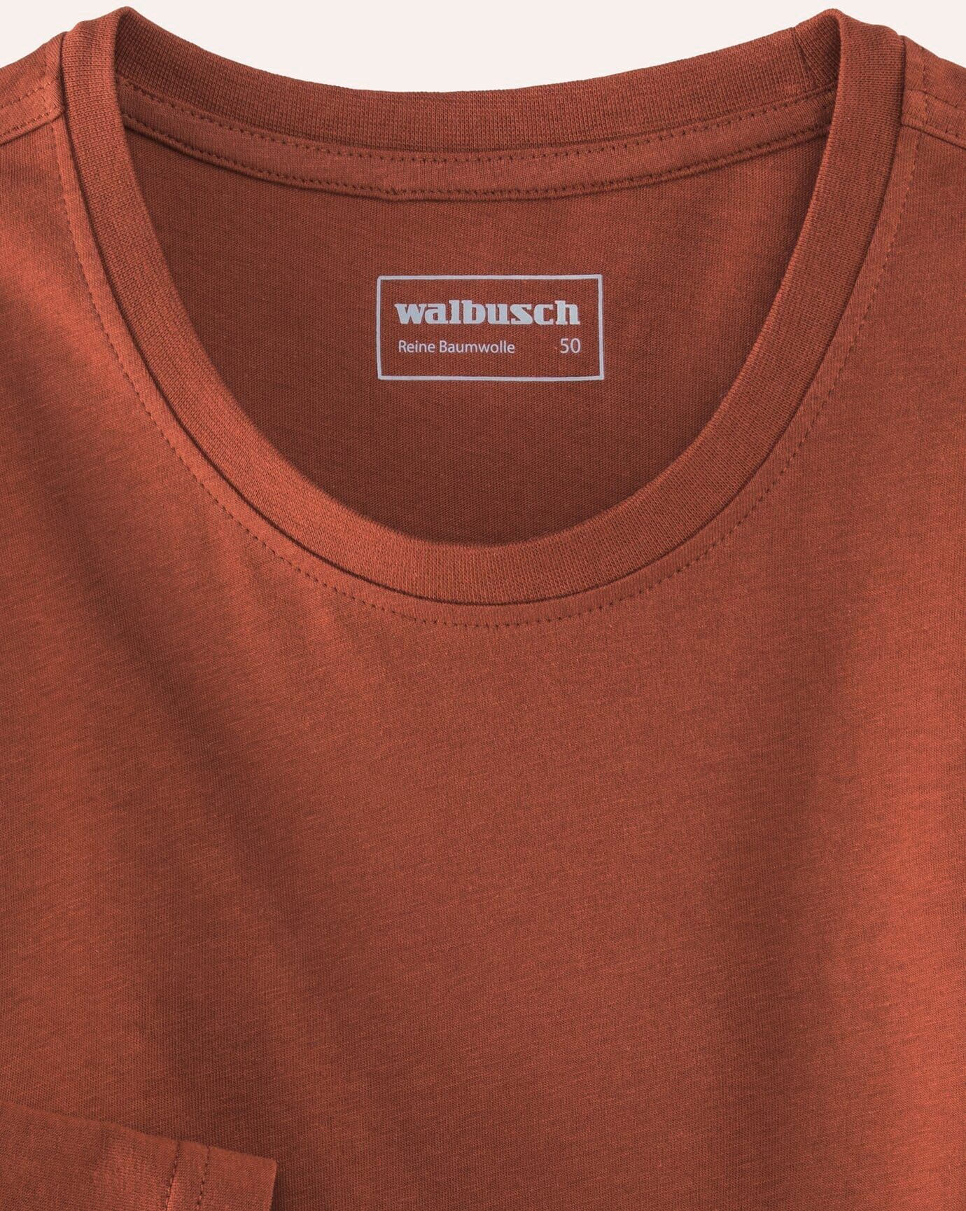 Walbusch Langarm-Shirt Rundhalsausschnitt, , Farbe Orange, 50, reine weiche Baumwolle bequem und formstabil Herren