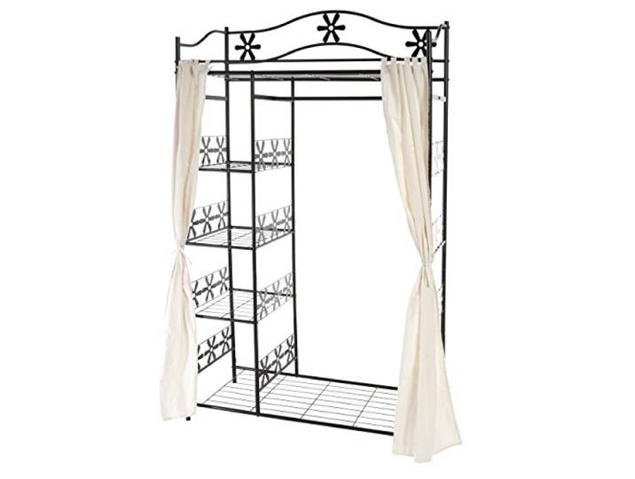 Mendler Metall-Garderobe Genf 172x100x43cm - mit Vorhang