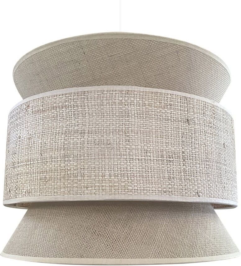 Wonderlamp Lámpara colgante con lino fumé y rafia