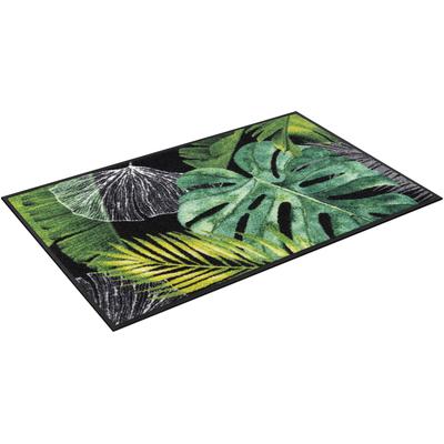 Fußmatte "Neoflora", bunt, B:50cm H:7mm L:75cm, Polyamid, WASH+DRY BY KLEEN-TEX, Teppiche, Fußmatte, Schmutzfangmatte, Motiv Blätter Monstera, rutschhemmend, waschbar