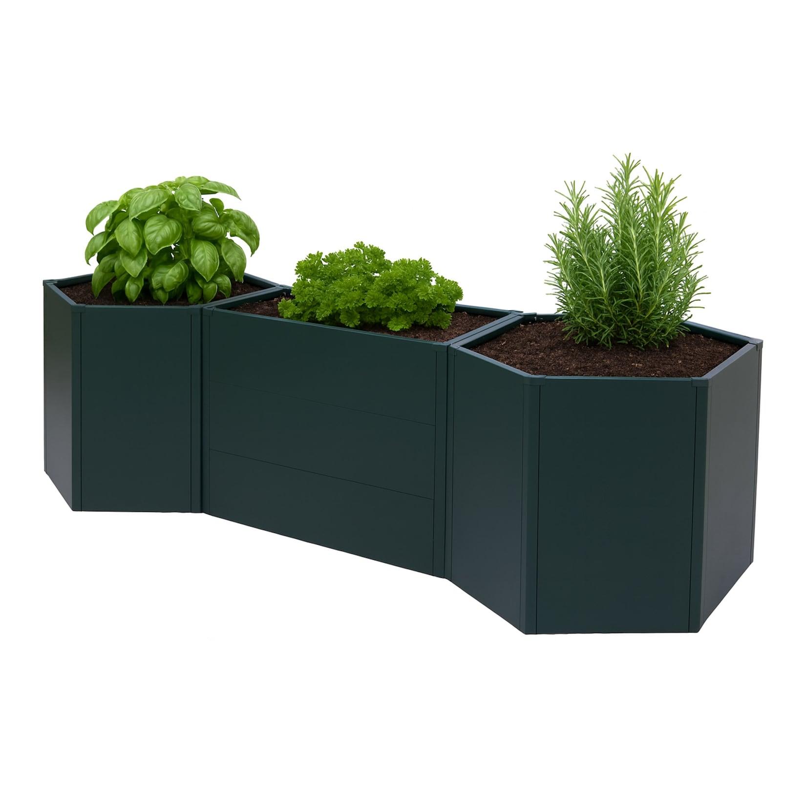 3er-Set Hochbeet MCW-P64, Metallhochbeet Gemüse-/Pflanzbeet Blumenkasten Pflanzkübel Stahl 77x286x88cm ~ grün