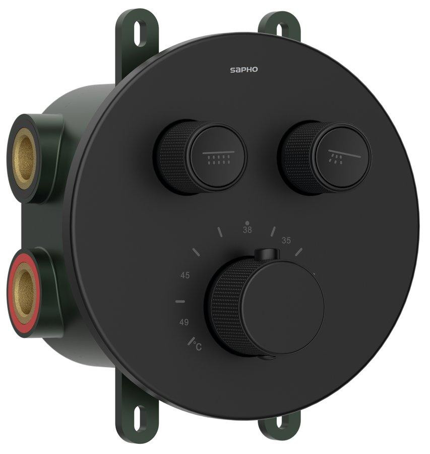 Sapho Smart Select thermostatische inbouwdouchearmatuur model Kast 2-weg mat zwart