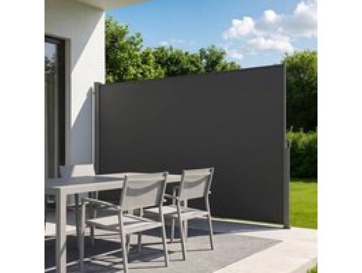 VEVOR Uitschuifbaar zijzonnescherm 180x300 cm, zijrolgordijn van 180 g/m² polyesterstof, wandzonnescherm, windscherm, zonwering, privacyscherm, ruimteverdeler voor tuin, balkon, zwembad, terras, grijs