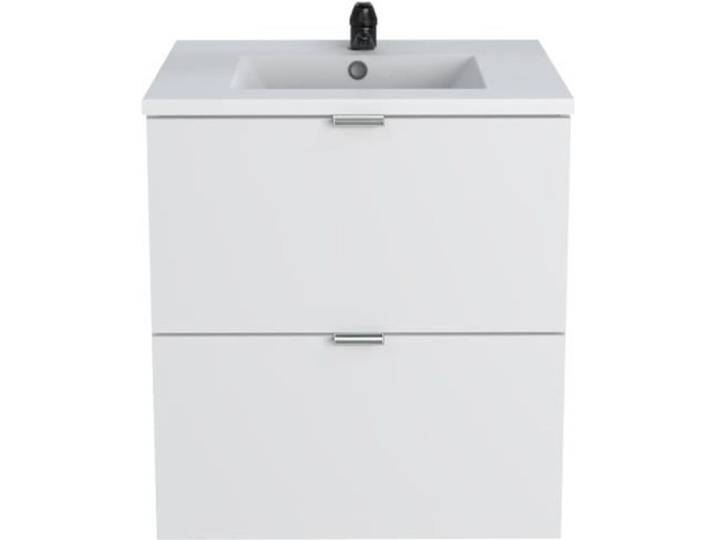 Meuble sous-vasque 2 tiroirs MALAGA 60 cm + vasque / Blanc