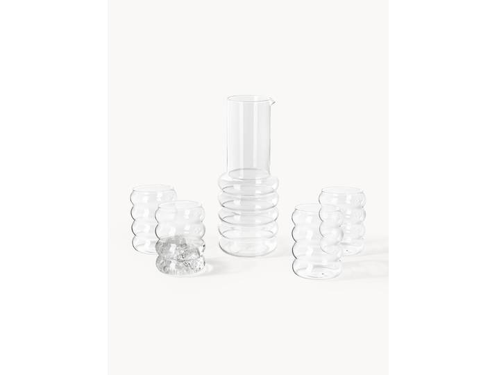 Carafe avec verres à eau soufflés bouche Bubbly, 5 pièces