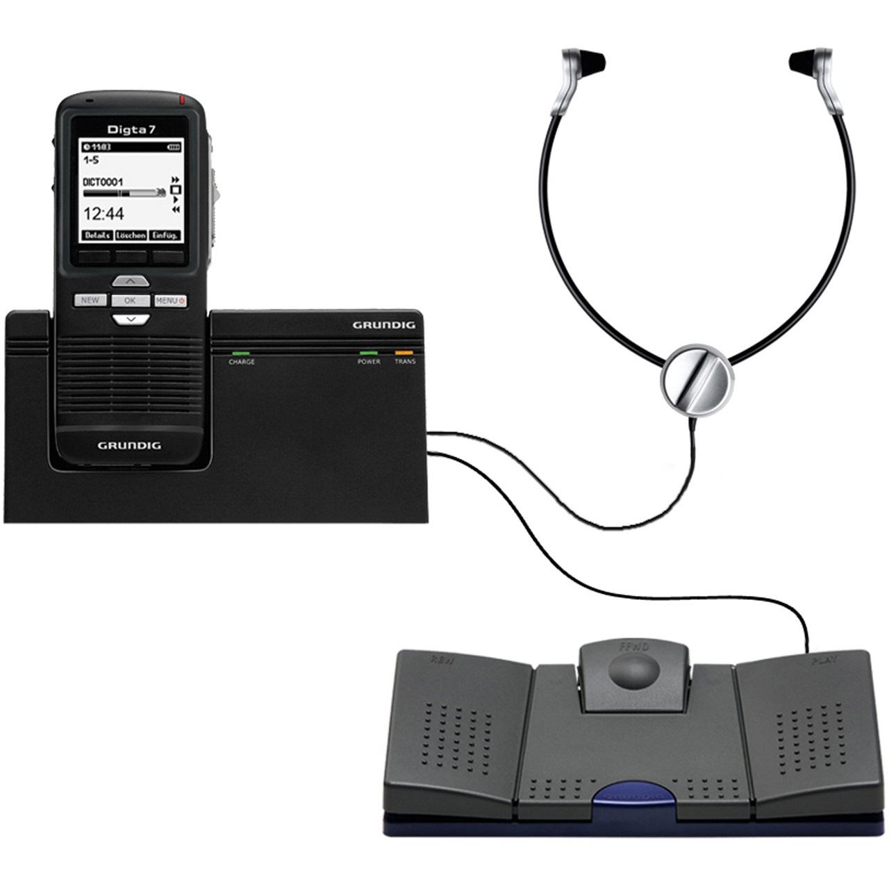 GRUNDIG Digta 7 Stand-alone Kit digitales Diktiergerät-Set 2 GB