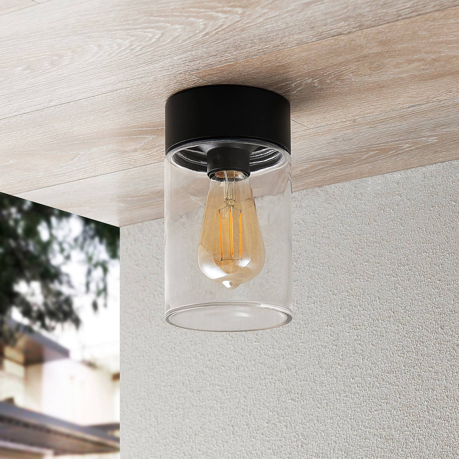 Arcchio Liljana – lampa sufitowa zewnętrzna, IP65, czarna Arcchio, możliwość ściemniania, czarny, szkło, nowoczesny