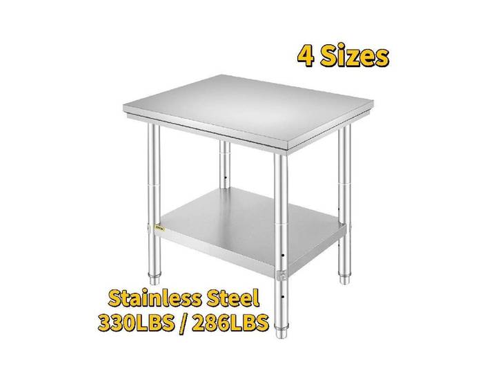 SucceBuy Banc de travail de cuisine en acier inoxydable Table de restauration commerciale Table de travail avec sous-shelf pour garage de restaurant