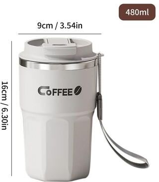 Inspire Select WORTHBUY 304 Stainless Steel Insulated Coffee Mug With Lid & Handle Double Wall Reusable Travel Cup white 16.2 Fl Oz