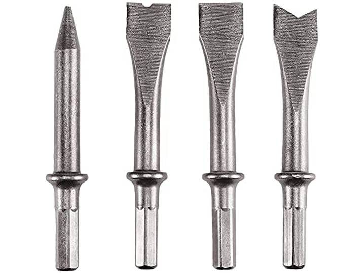Einhell Originele 4-delige beitelset (geschikt voor Einhell perslucht beitelhamer platte beitel, puntbeitel, gleufbeitel, spreidbeitel)