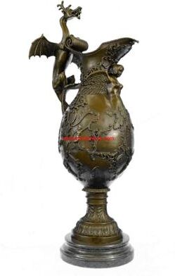 Bronzhaus Large European Hot Cast Bronze Vase With Fine Dragon Bronze Sculpture Figurine