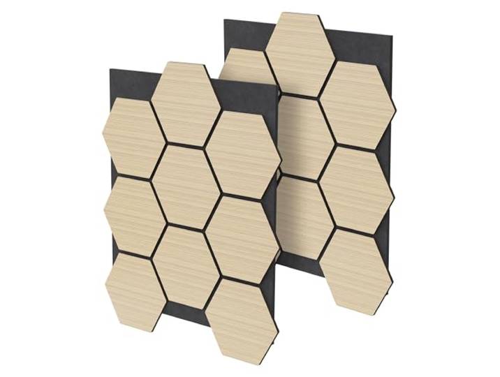 ML-Design Akustikpaneele Hexagon 2er Set, Schallschutzplatten Holzoptik Wandpaneele zur Schalldämmung, Schallabsorber Schallschutz für Studio & Büro, Akustikplatten aus Filz, 66x81x2cm - 1m², Eiche